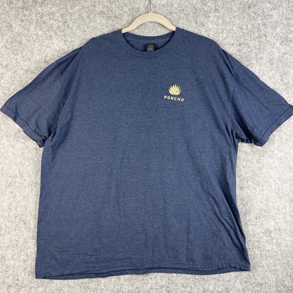 Poncho Outdoors Agave T Shirt Mens XXL 2XL Blue Graphic Print Crew Neck